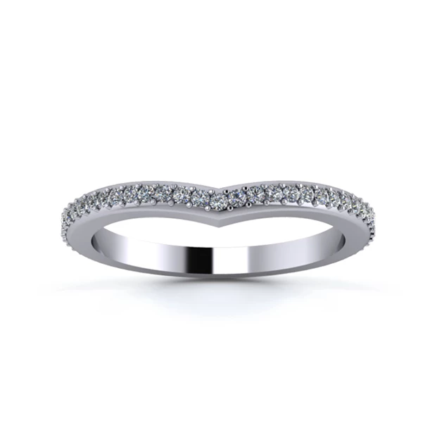 Platinum 2mm Wishbone Three Quarter Grain Diamond Set Ring