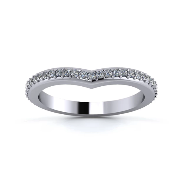 Platinum 2.2mm Wishbone Full Grain Diamond Set Ring