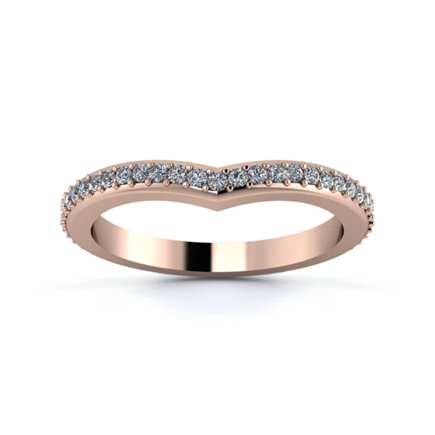 18K Rose Gold 2.2mm Wishbone Full Grain Diamond Set Ring