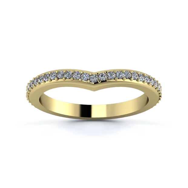 18K Yellow Gold 2.2mm Wishbone Full Grain Diamond Set Ring