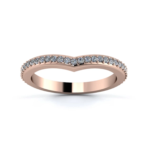 18K Rose Gold 2.2mm Wishbone Three Quarter Grain Diamond Set Ring