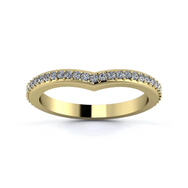 18K Yellow Gold 2.2mm Wishbone Three Quarter Grain Diamond Set Ring