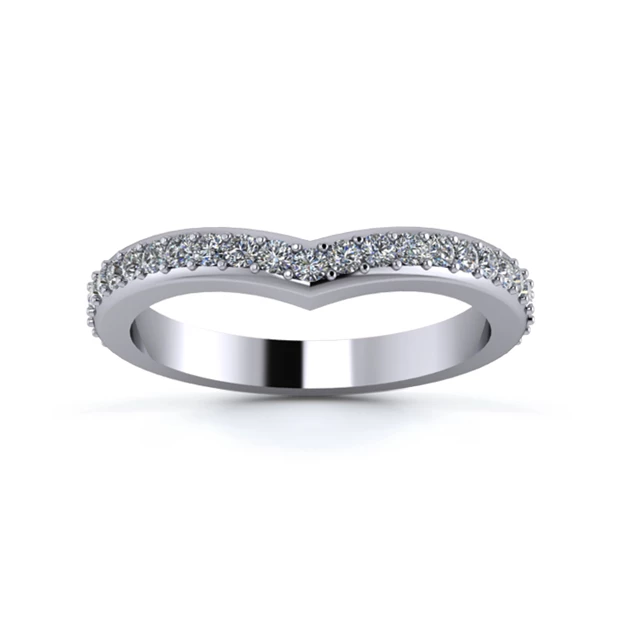 Platinum 2.5mm Wishbone Full Grain Diamond Set Ring