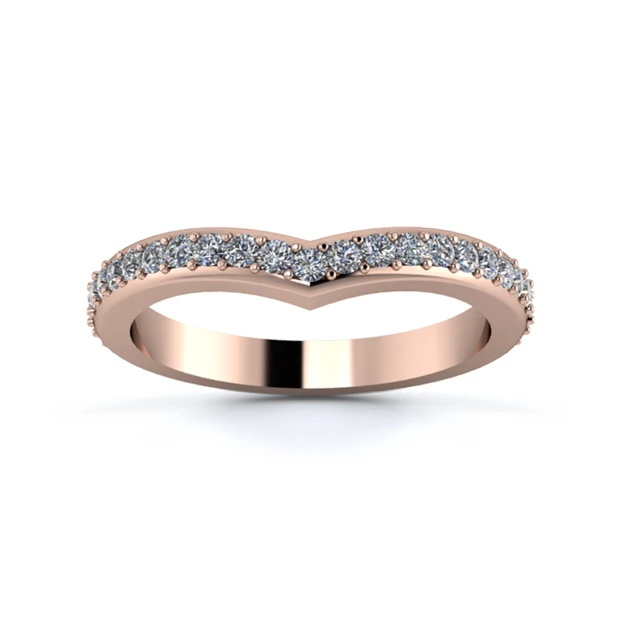 18K Rose Gold 2.5mm Wishbone Full Grain Diamond Set Ring