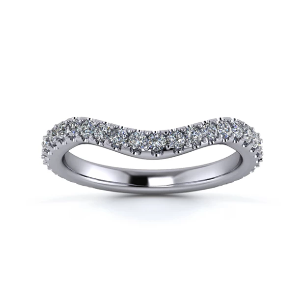 Platinum 2.2mm Dramatic Wave Full Micro Diamond Set Ring