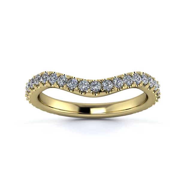 18K Yellow Gold 2.2mm Dramatic Wave Full Micro Diamond Set Ring