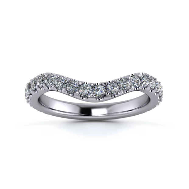 Platinum 2.5mm Dramatic Wave Full Micro Diamond Set Ring