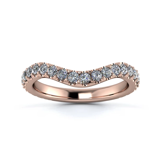 18K Rose Gold 2.5mm Dramatic Wave Full Micro Diamond Set Ring