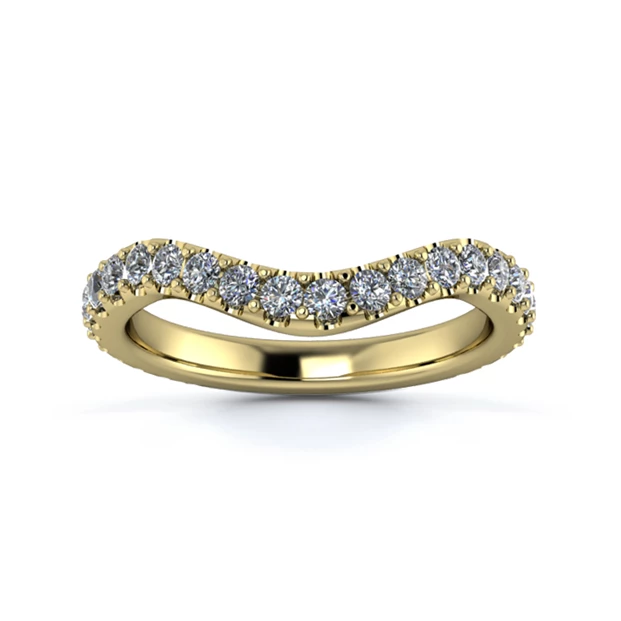 18K Yellow Gold 2.5mm Dramatic Wave Full Micro Diamond Set Ring