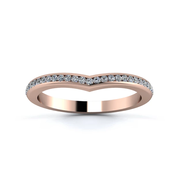 18K Rose Gold 2mm Wishbone Three Quarter Channel Diamond Set Ring