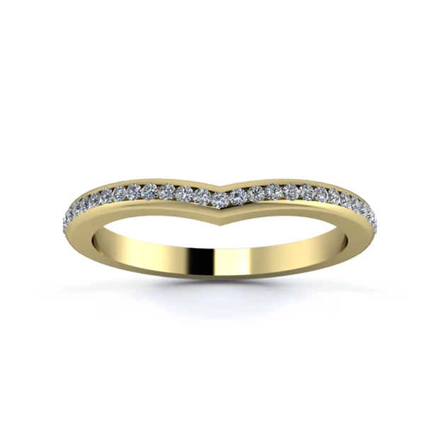 18K Yellow Gold 2mm Wishbone Three Quarter Channel Diamond Set Ring