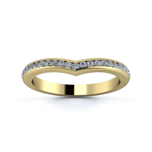 18K Yellow Gold 2.2mm Wishbone Full Channel Diamond Set Ring