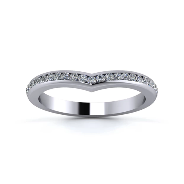 Platinum 2.2mm Wishbone Three Quarter Channel Diamond Set Ring