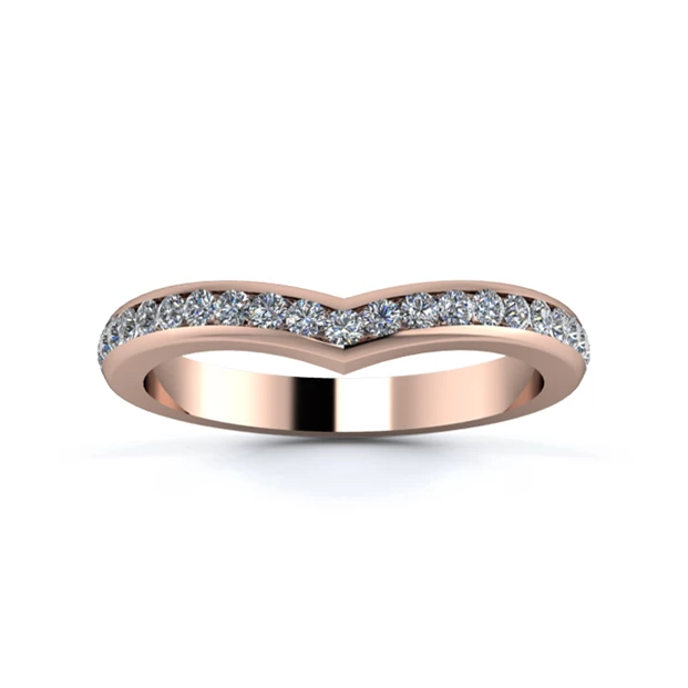 18K Rose Gold 2.5mm Wishbone Full Channel Diamond Set Ring