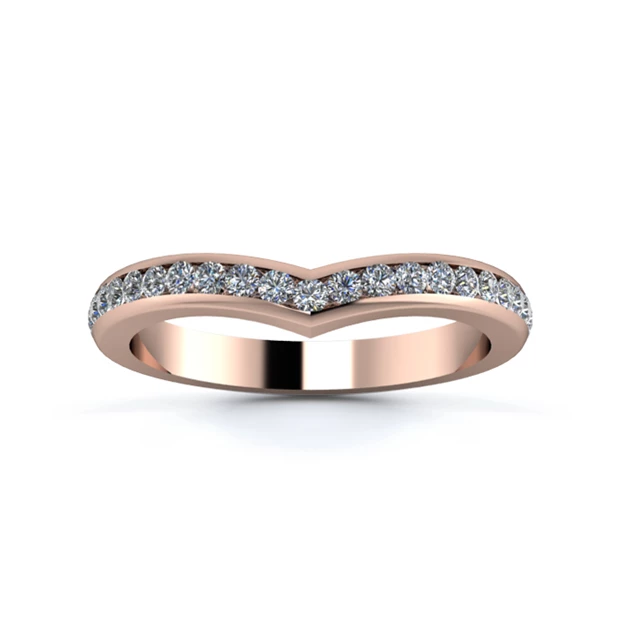 18K Rose Gold 2.5mm Wishbone Three Quarter Channel Diamond Set Ring