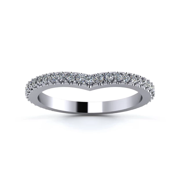 Platinum 2mm Wishbone Three Quarter Micro Diamond Set Ring