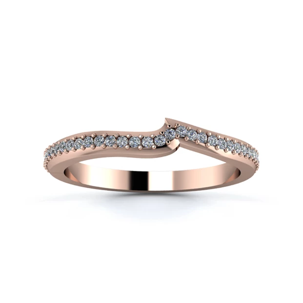 18K Rose Gold 2mm Fitted Three Quarter Grain Diamond Set Ring