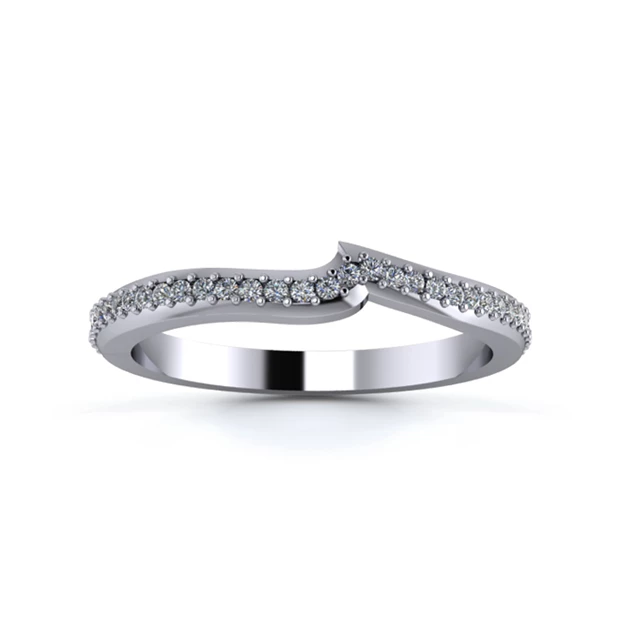 18K White Gold 2mm Fitted Three Quarter Grain Diamond Set Ring