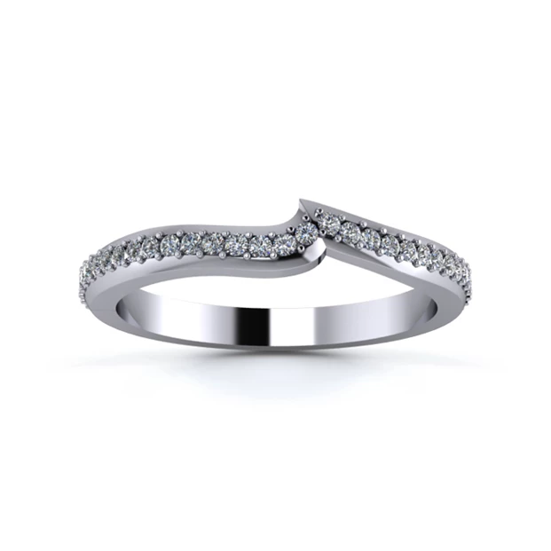 Platinum 2.2mm Fitted Full Grain Diamond Set Ring