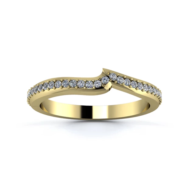 18K Yellow Gold 2.2mm Fitted Full Grain Diamond Set Ring