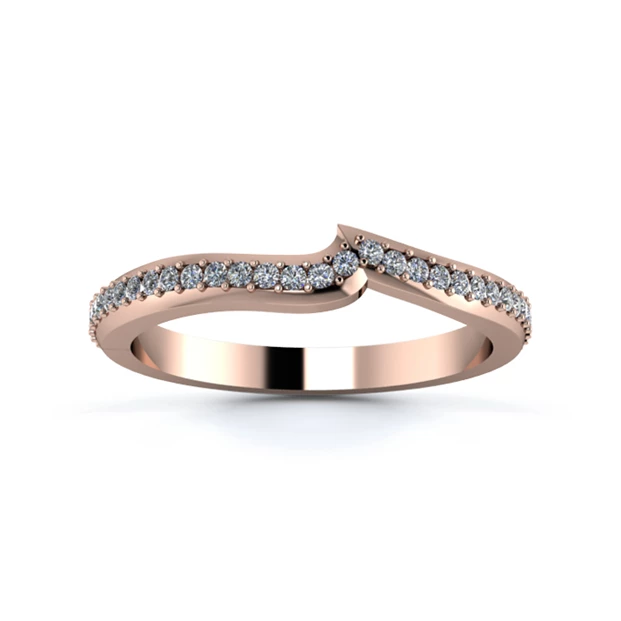 18K Rose Gold 2.2mm Fitted Three Quarter Grain Diamond Set Ring