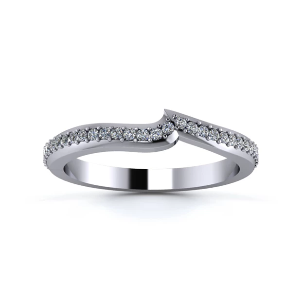 18K White Gold 2.2mm Fitted Three Quarter Grain Diamond Set Ring