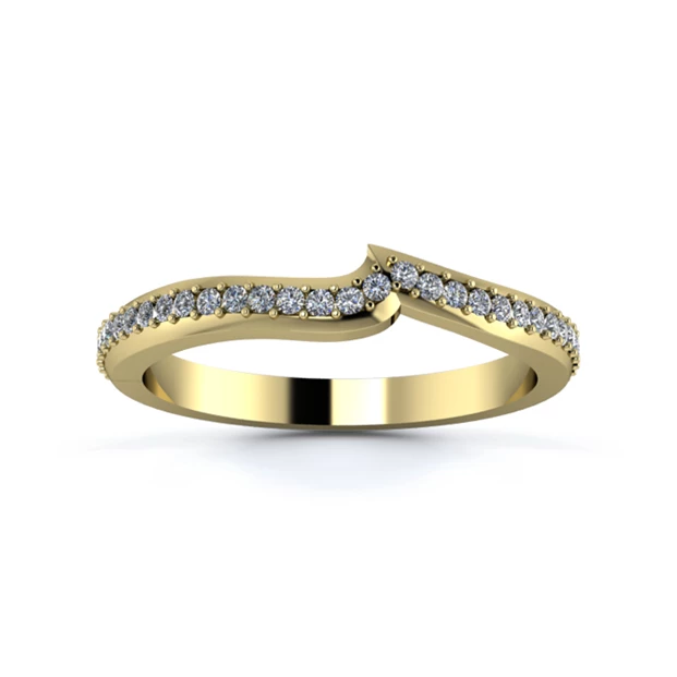 18K Yellow Gold 2.2mm Fitted Three Quarter Grain Diamond Set Ring