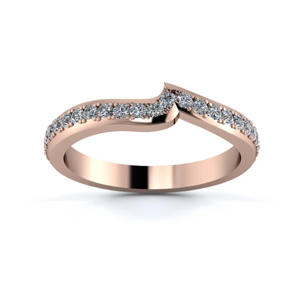 18K Rose Gold 2.5mm Fitted Full Grain Diamond Set Ring