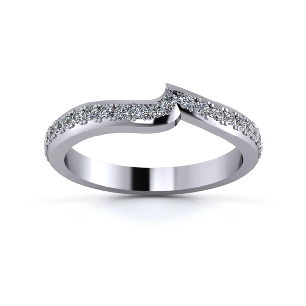 Platinum 2.5mm Fitted Full Grain Diamond Set Ring