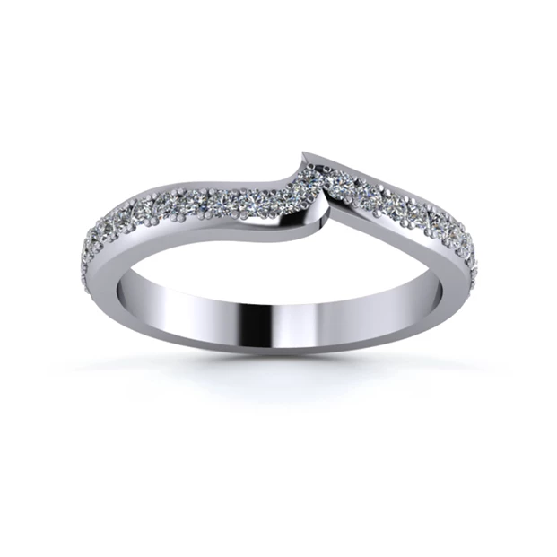 Platinum 2.5mm Fitted Three Quarter Grain Diamond Set Ring