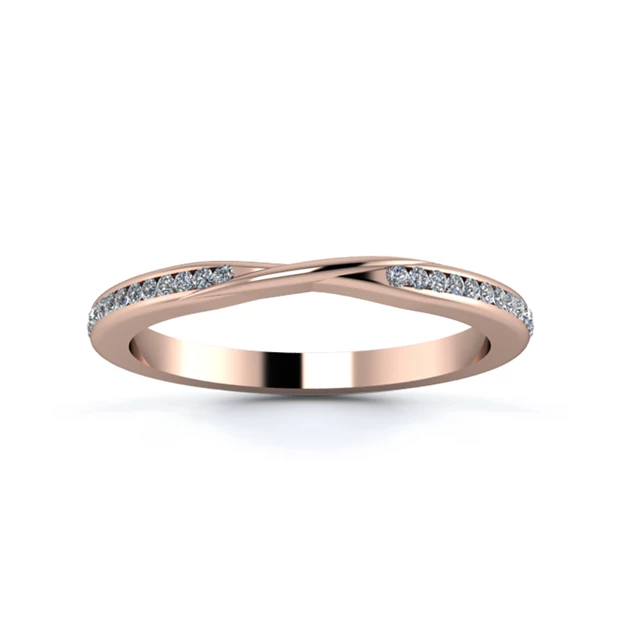 18K Rose Gold 2mm Ribbon Three Quarter Channel Diamond Set Ring