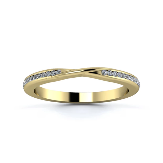 18K Yellow Gold 2mm Ribbon Three Quarter Channel Diamond Set Ring