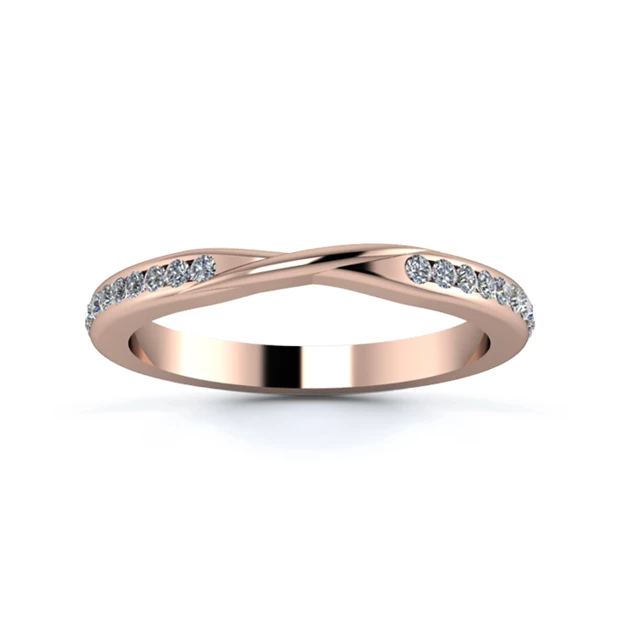 18K Rose Gold 2.2mm Ribbon Three Quarter Channel Diamond Set Ring