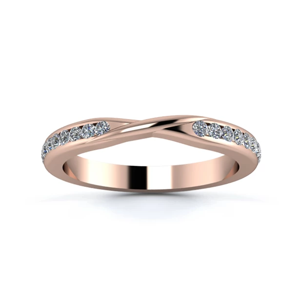 18K Rose Gold 2.5mm Ribbon Full Channel Diamond Set Ring