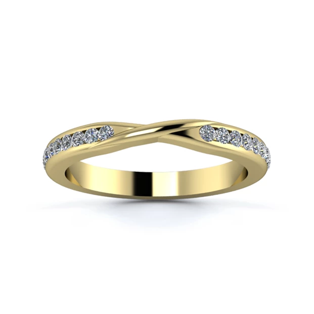 18K Yellow Gold 2.5mm Ribbon Full Channel Diamond Set Ring