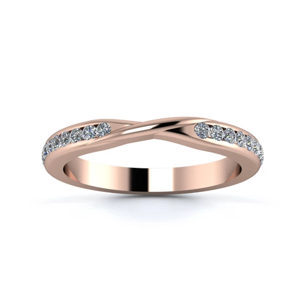 18K Rose Gold 2.5mm Ribbon Three Quarter Channel Diamond Set Ring