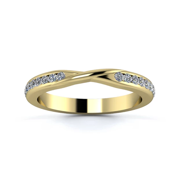 18K Yellow Gold 2.5mm Ribbon Three Quarter Channel Diamond Set Ring