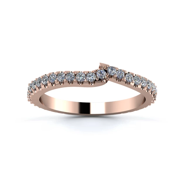 18K Rose Gold 2mm Fitted Full Micro Diamond Set Ring