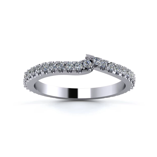 18K White Gold 2mm Fitted Full Micro Diamond Set Ring