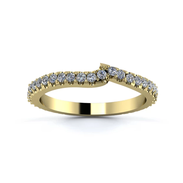 18K Yellow Gold 2mm Fitted Three Quarter Micro Diamond Set Ring