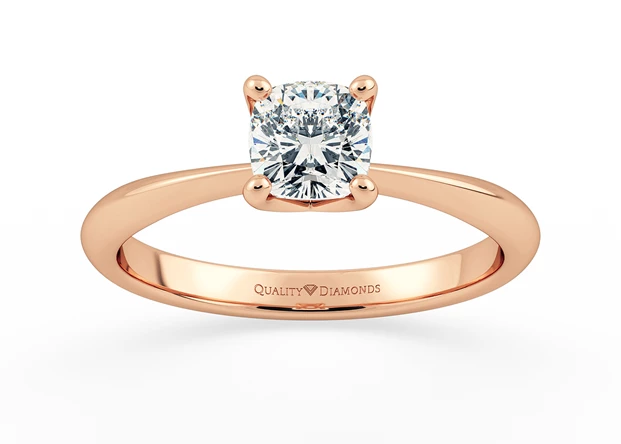 One Carat Cushion Solitaire Diamond Engagement Ring in 18K Rose Gold