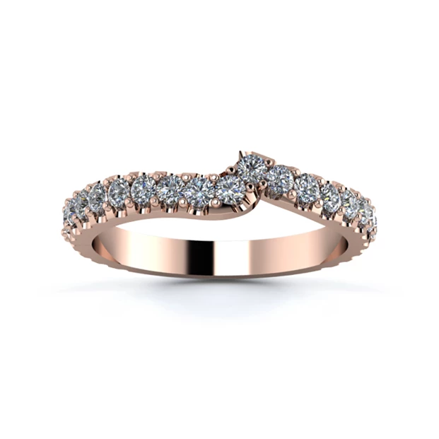 18K Rose Gold 2.5mm Fitted Full Micro Diamond Set Ring