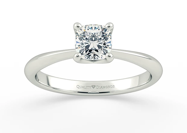 One Carat Lab Grown Cushion Solitaire Diamond Engagement Ring in Platinum 950