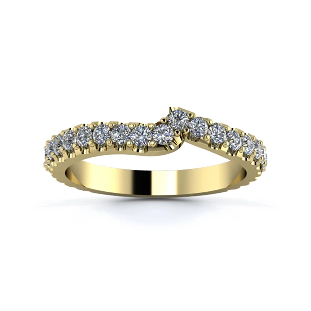 18K Yellow Gold 2.5mm Fitted Three Quarter Micro Diamond Set Ring