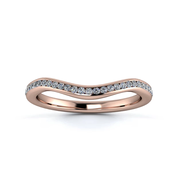 18K Rose Gold 2mm Dramatic Wave Full Channel Diamond Set Ring