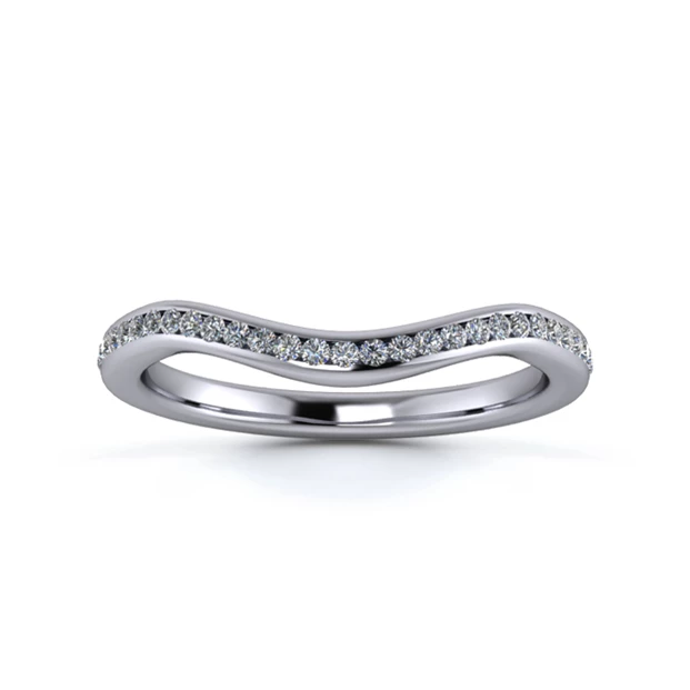 Platinum 2mm Dramatic Wave Full Channel Diamond Set Ring