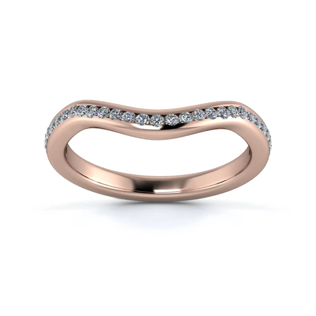 18K Rose Gold 2.2mm Dramatic Wave Full Channel Diamond Set Ring