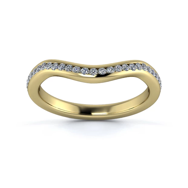 18K Yellow Gold 2.2mm Dramatic Wave Full Channel Diamond Set Ring