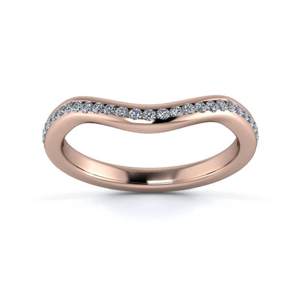 18K Rose Gold 2.2mm Dramatic Wave Three Quarter Channel Diamond Set Ring