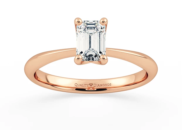 Two Carat Lab Grown Emerald Solitaire Diamond Engagement Ring in 18K Rose Gold